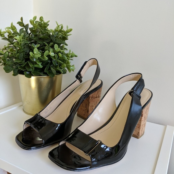 [Calvin Klein] Open Toe Slingback Block Heel Sz 8M - Picture 1 of 8